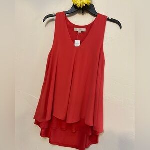 Ann Taylor Loft~Lovely V-Neck Sheer Layer~High/Low Top~Sleeveless~Lined~Size XS